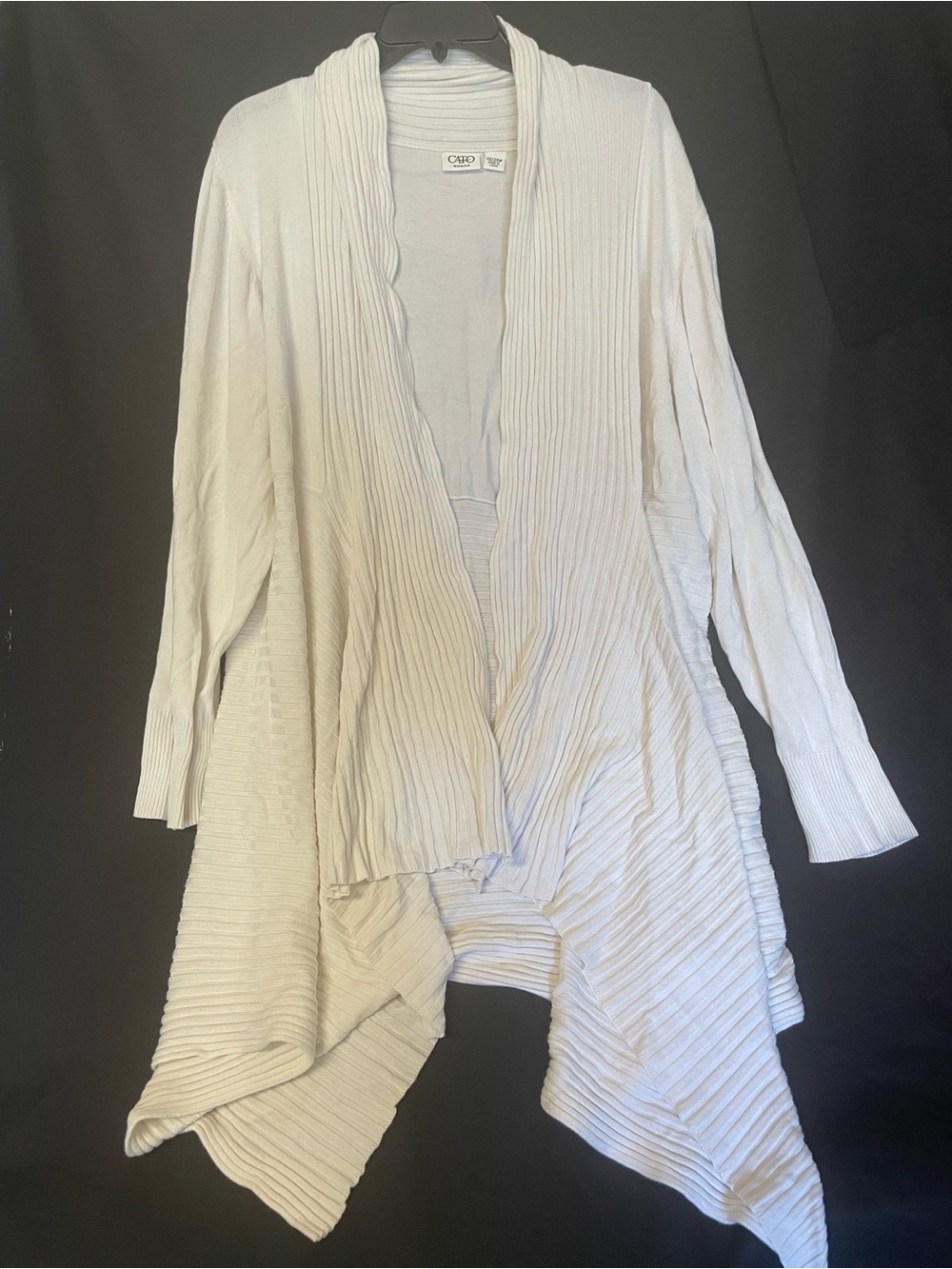 Cato Cream Ribbed Open-Front Draped Cardigan
